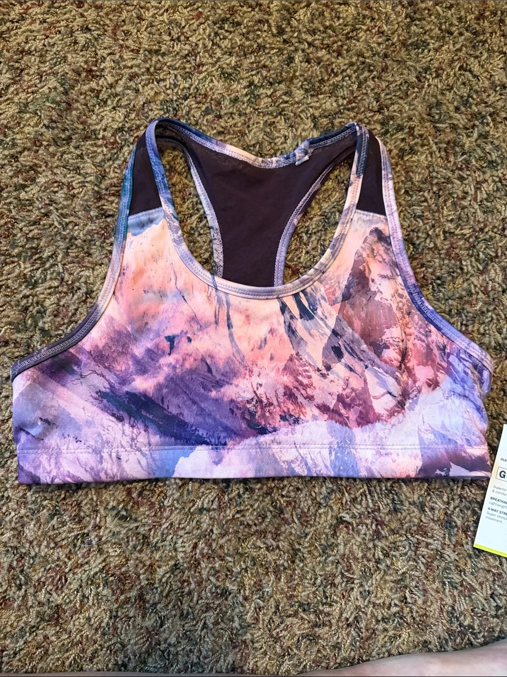 Old Navy Purple and Pink Marble Racerback Sports Bra